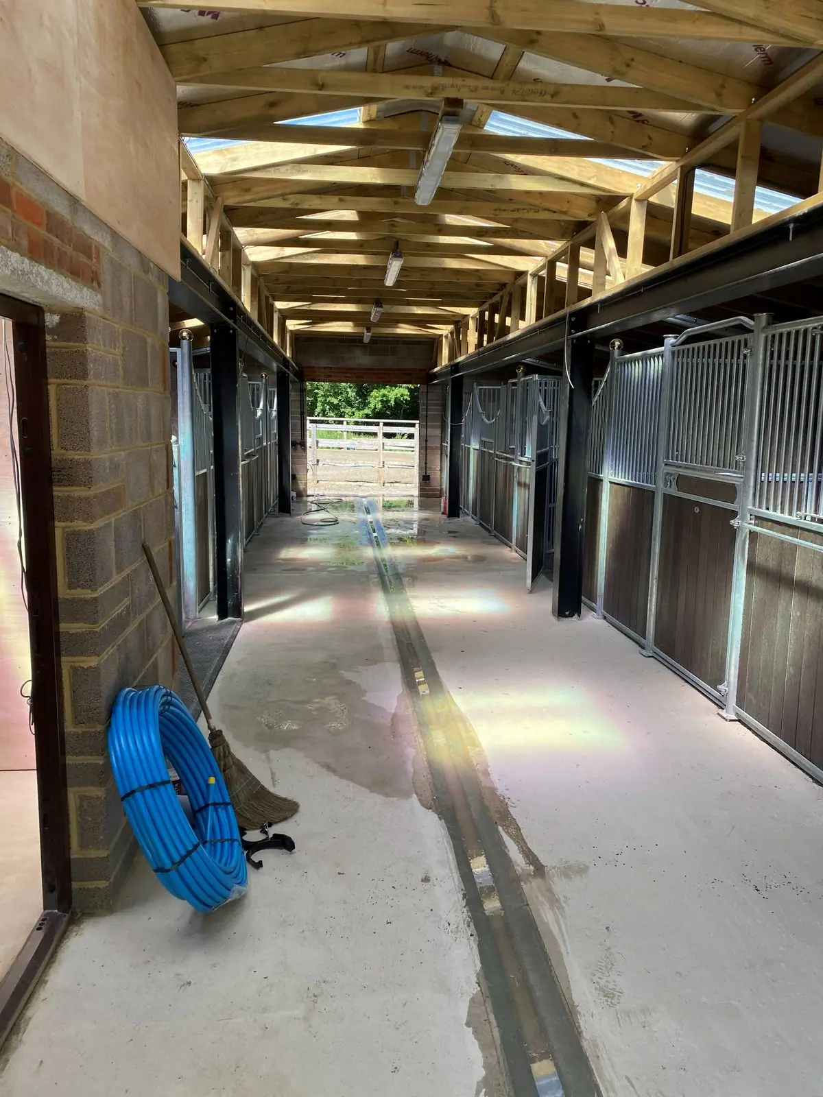 Central aisle under the timber roof trusses