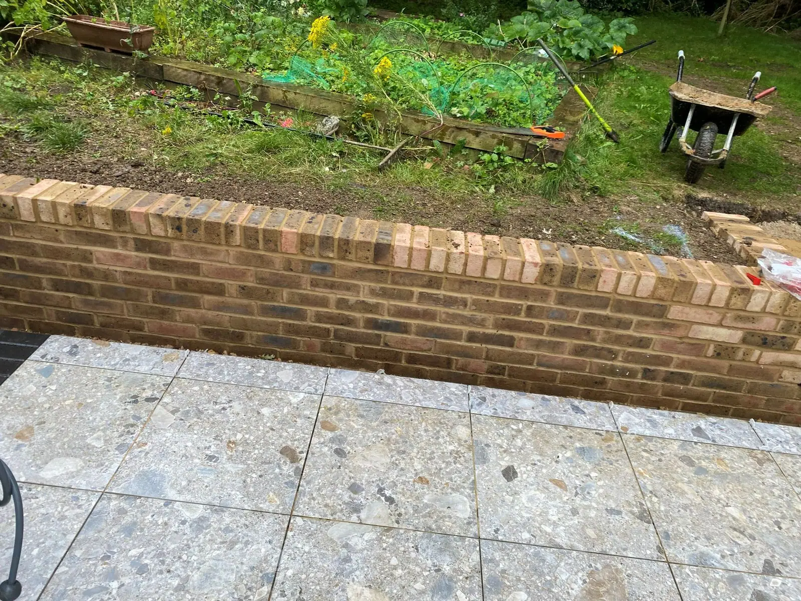 Retaining wall and new patio paving