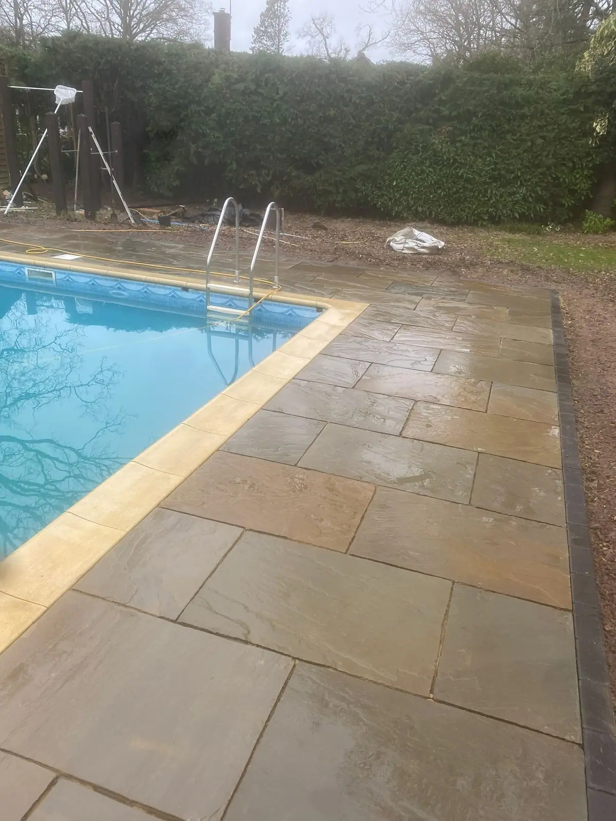 Corner of the sandstone pool surround